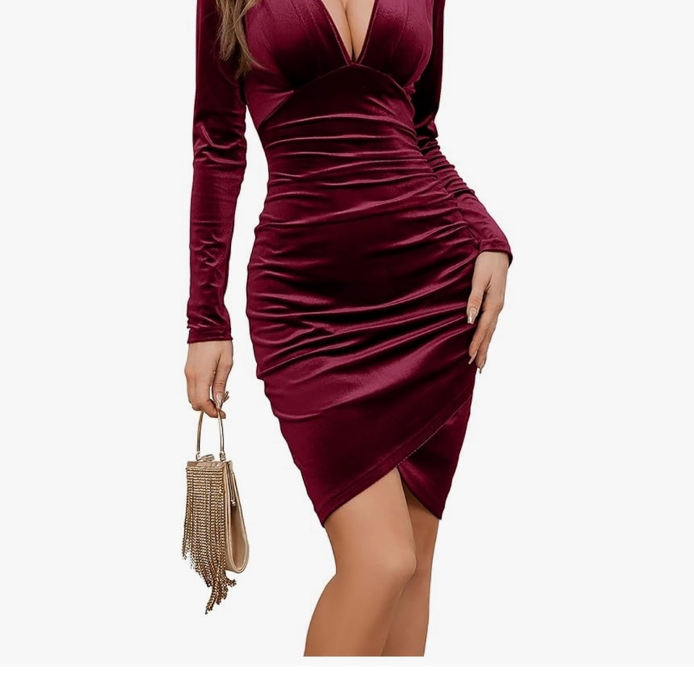 Elegant Burgundy Velvet Dress